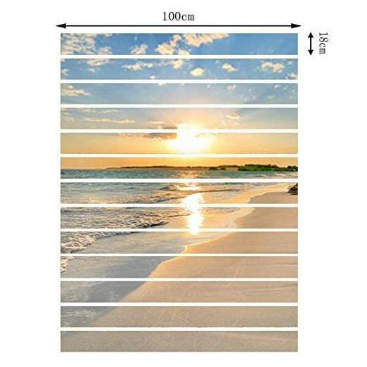 3D Sunrise Ocean Beach Self-Adhesive Stair Risers Stickers