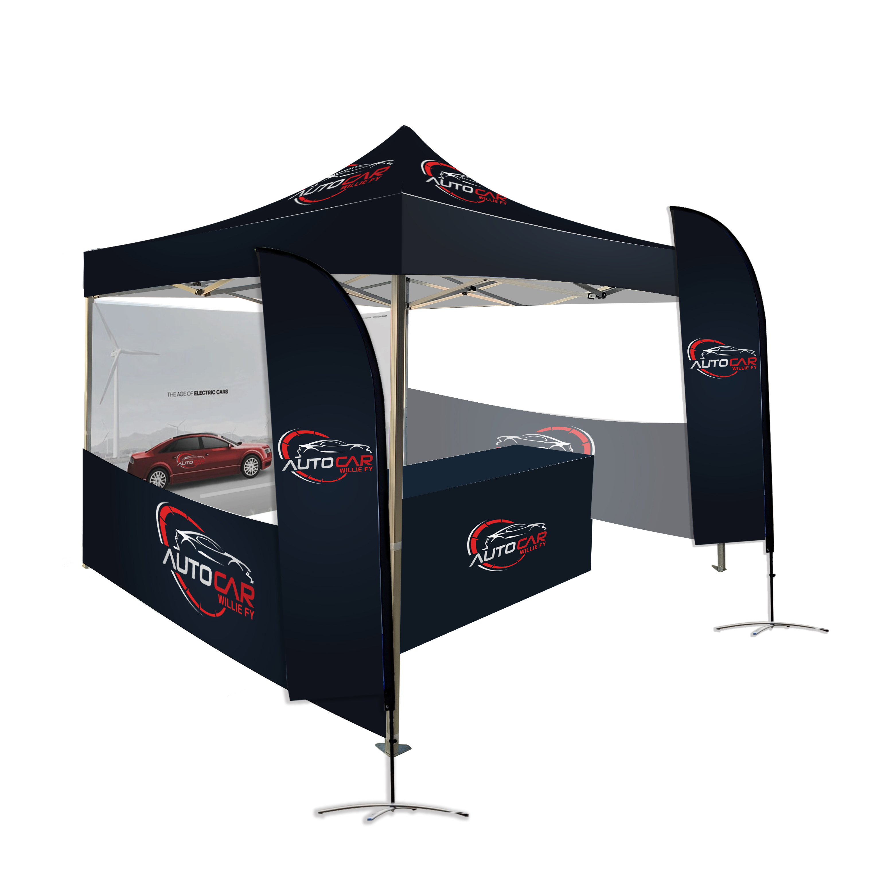 2023 Waterproof logo 3x6m outdoor aluminium folding exhibition event awning marquee gazebos canopy pop up trad show tent