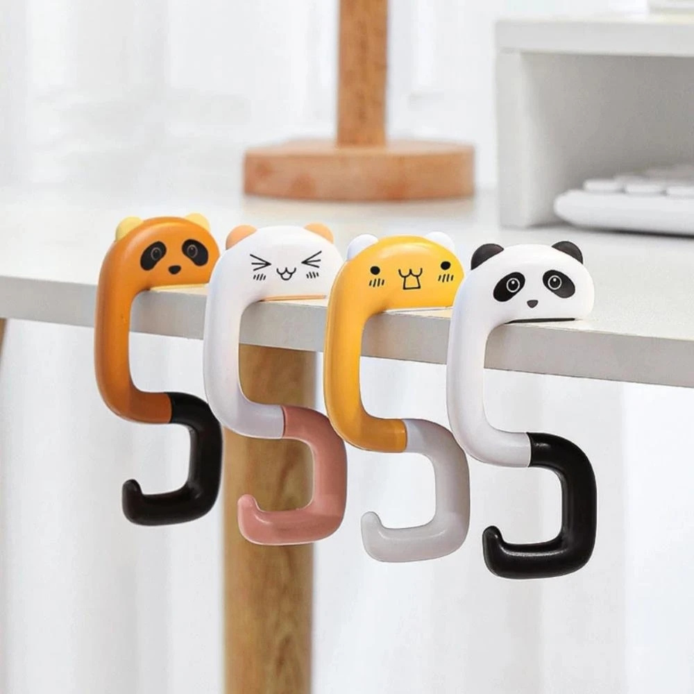 Cartoon Animal Folding Strong Load-bearing No Punching Table Purse Bag Hooks Wall Handbag Hanger Holder Student Backpack Hook