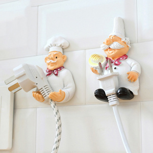 Kitchen Accessories Cooking Design Wall Mounted Adhesive Hanger Storage Shelf Holder Socket Power Plug Holders Rack