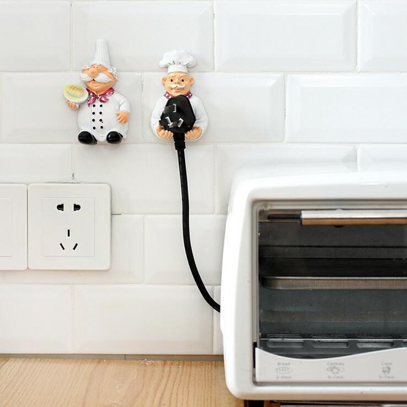 Kitchen Accessories Cooking Design Wall Mounted Adhesive Hanger Storage Shelf Holder Socket Power Plug Holders Rack