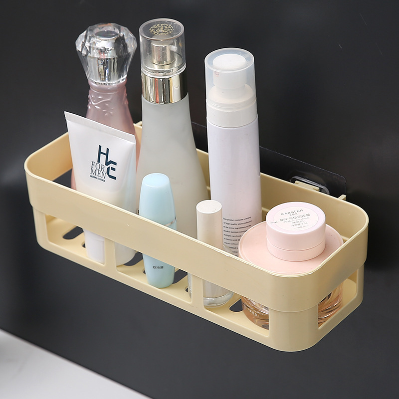 Bathroom Kitchen Plastic Wall Hang Rectangle Semicircle Storage Shelf Suction Cup Corner Storage Rack Organizer