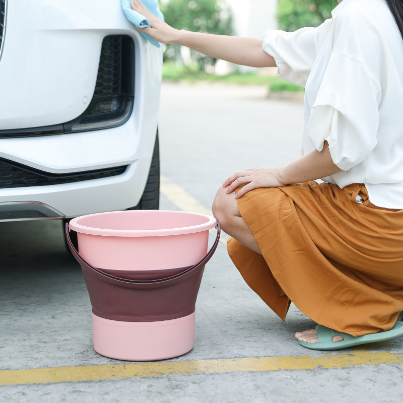 5/10/17L Portable Thickened Plastic Bathroom Camp Household Cleaning Folding Silicone Car Wash Outdoor Fishing Water Bucket