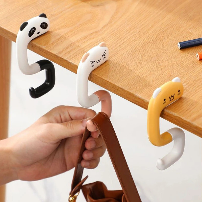 Cartoon Animal Folding Strong Load-bearing No Punching Table Purse Bag Hooks Wall Handbag Hanger Holder Student Backpack Hook