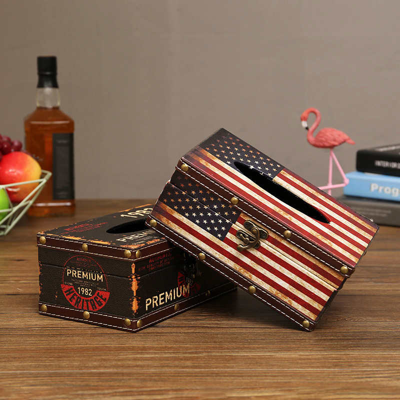 Office Desktop Napkin Dustproof Cover Toilet Paper Holder Decoration Retro Waterproof Leather Household Living Room Tissue Box