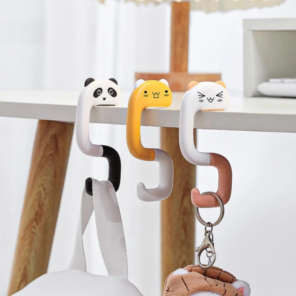 Cartoon Animal Folding Strong Load-bearing No Punching Table Purse Bag Hooks Wall Handbag Hanger Holder Student Backpack Hook