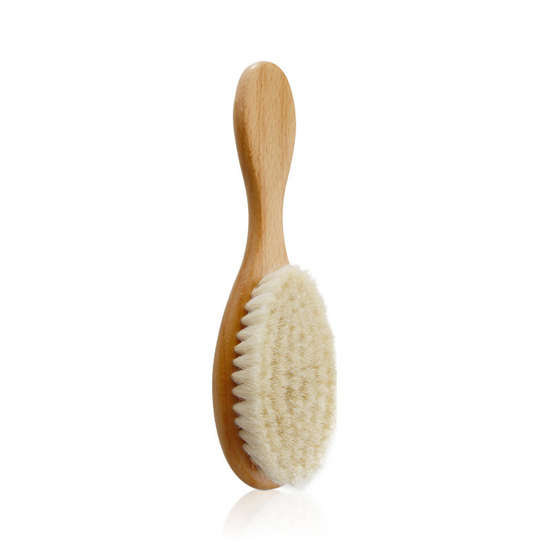 Custom Professional Free Sample Approved Baby Hair Wooden Brush Baby Comb And Brush Set Goat Hair Baby Brush