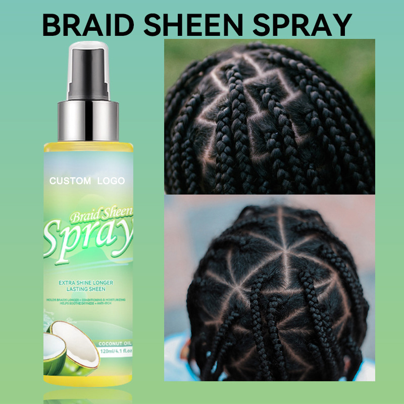 Custom Logo Braiding Hair Spray Styling Products Braid Sheen Spray with Shine For Hair Care Braid Hair