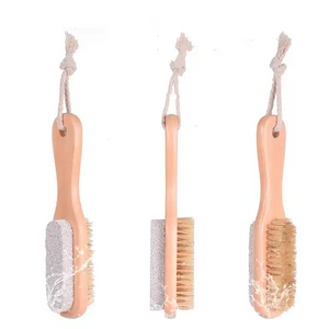 New Arrival Wooden Spa Foot Scrub Stone Brush Clean Dead Skin Bristle Brush Scrub Two-Sided Small Massage Brush