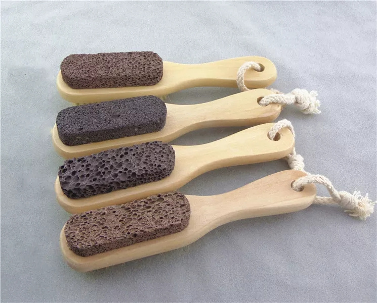 Natural Lava Foot Brush Body Exfoliating Double Side Pumice Stone Soft Bristle Wood Brush