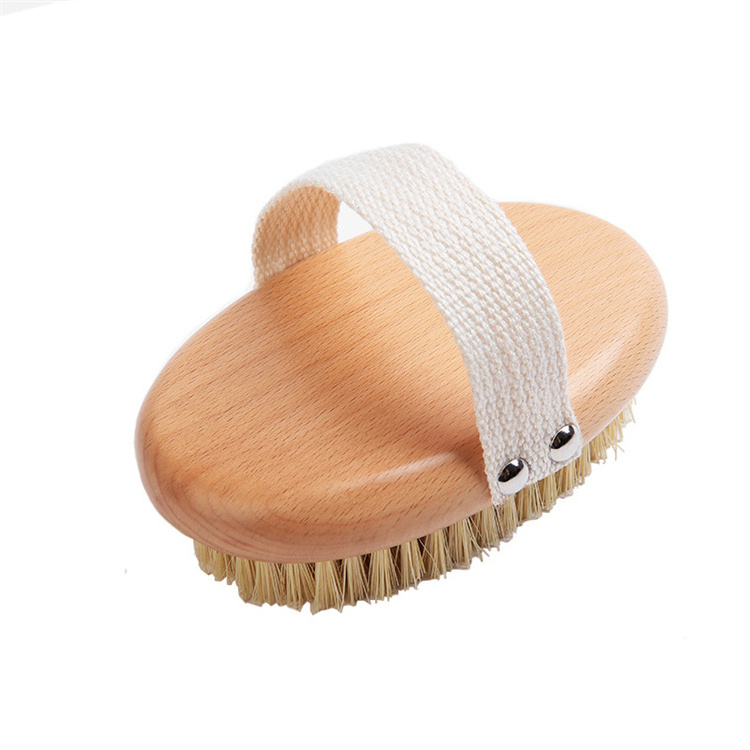 wholesale OEM Logo 100% natural vegan sisal bristle exfoliating brush bamboo wooden handle shower dry body skin bath brush