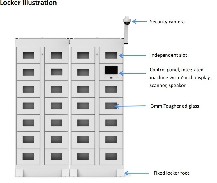 Smart indoor fast food delivery parcel click and collect locker for restaurant