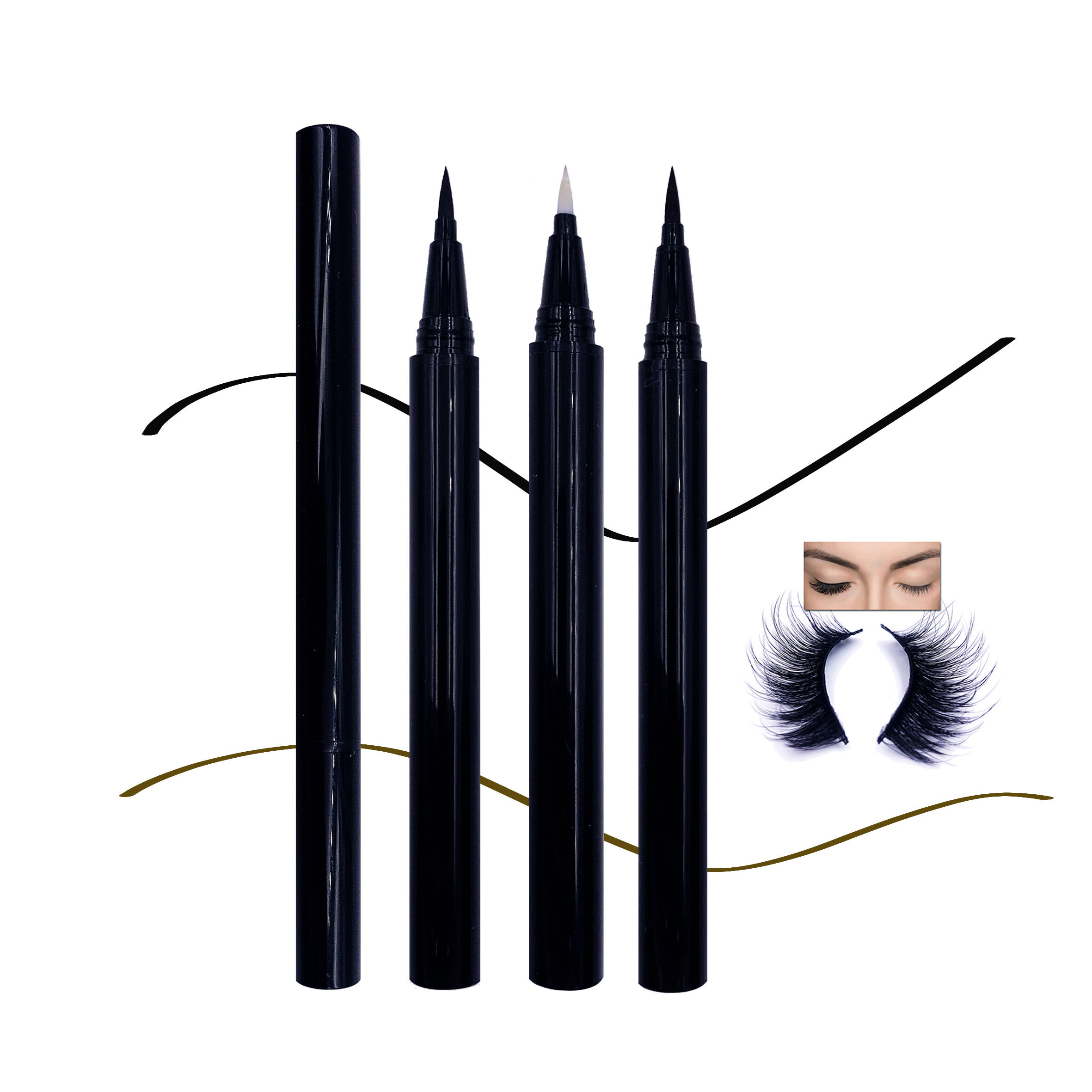 Waterproof lash glue brown water activated eyeliner custom eyeliner glue and magnetic magic eyeliner