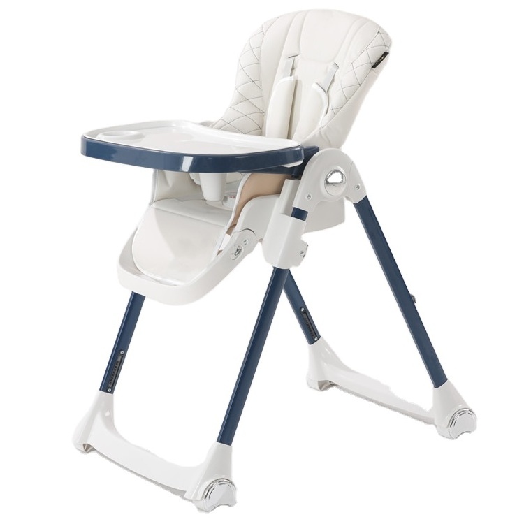 Adjustable Baby Feeding Folding PU Seat Cover Baby High Chair For kids and baby