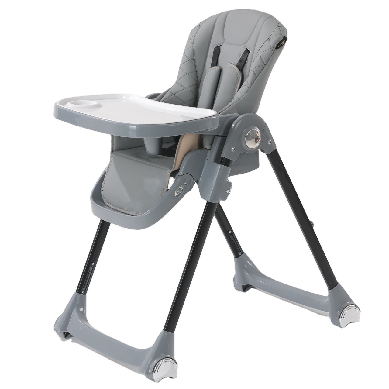 Adjustable Baby Feeding Folding PU Seat Cover Baby High Chair For kids and baby