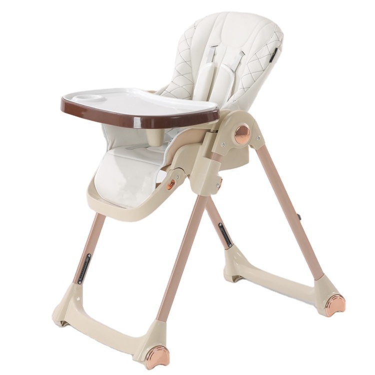 Adjustable Baby Feeding Folding PU Seat Cover Baby High Chair For kids and baby