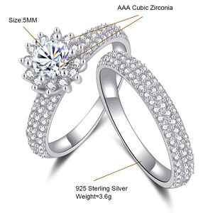 custom 925 sterling sliver ring diamond ring women's classic zircon wedding ring