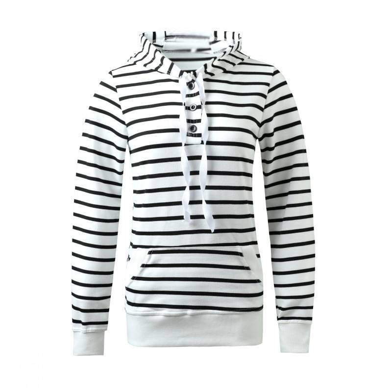 Factory direct sales zip up hoodie fashion black and white stripe custom casual hoodies unisex