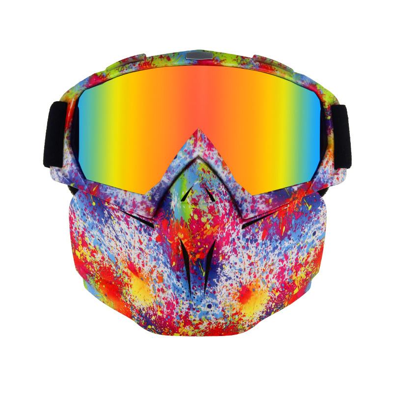 658 new designer goggle with face mask colorful UV400 lens anti fog wild helmet wind proof skiing motocross eye wear