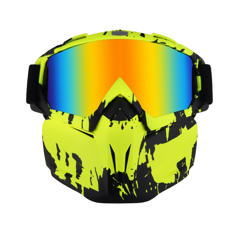 658 new designer goggle with face mask colorful UV400 lens anti fog wild helmet wind proof skiing motocross eye wear