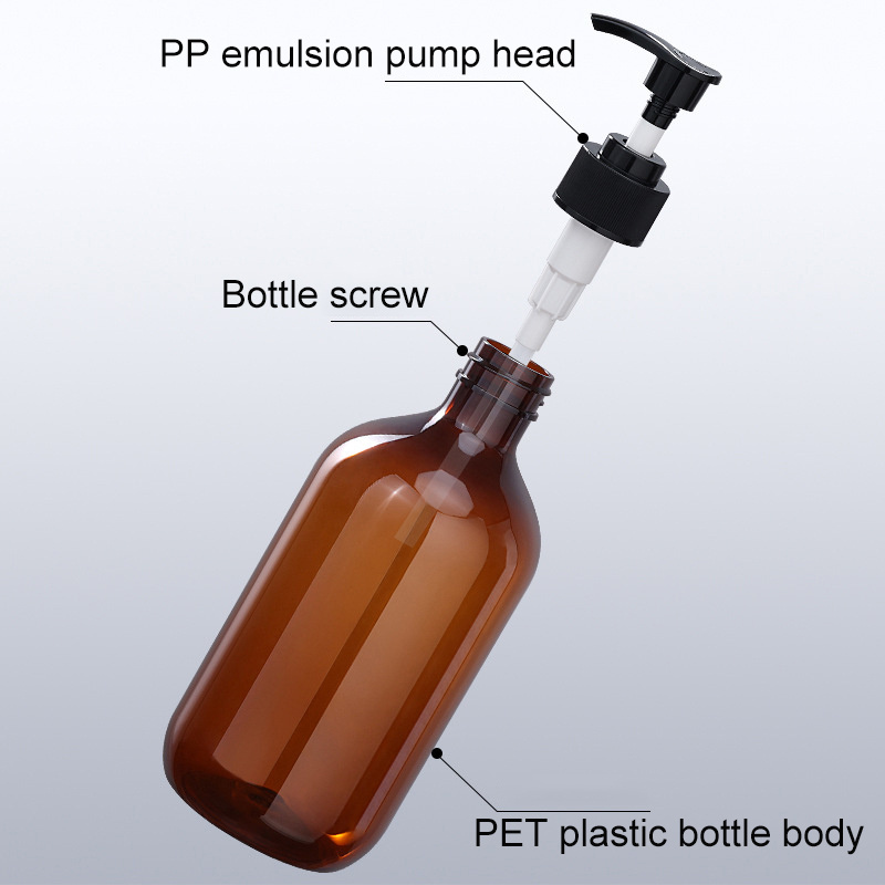 Wholesale 100ml 200ml 300ml 500ml Environment-friendly PET amber shampoo shower gel bottle skin care plastic packaging