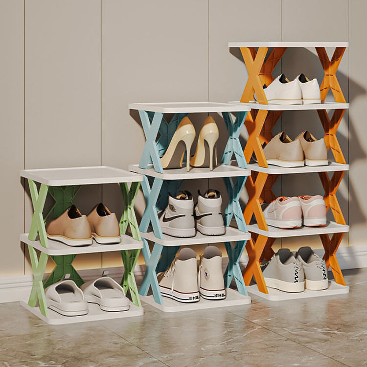 Sesame Modern Design Entryway Multi-layer Shoe Rack Space Saving Portable Plastic Shoes Organizer