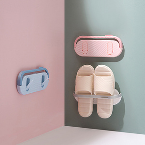 Sesame Wall Mounted Foldable Punch-free Plastic Towel Shoe Rack Door Hanging Collapsible Shoe Rack