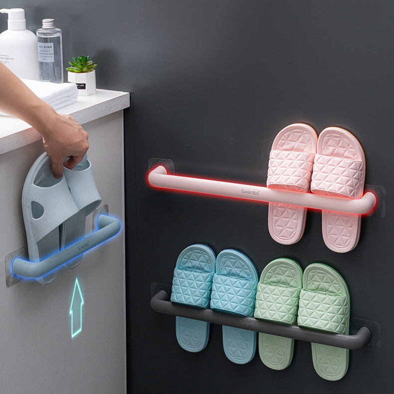 Best selling bathroom Wall Mounted Plastic Holders Shelf Hanging Bathroom Towel Rack Plastic Slippers Hanger