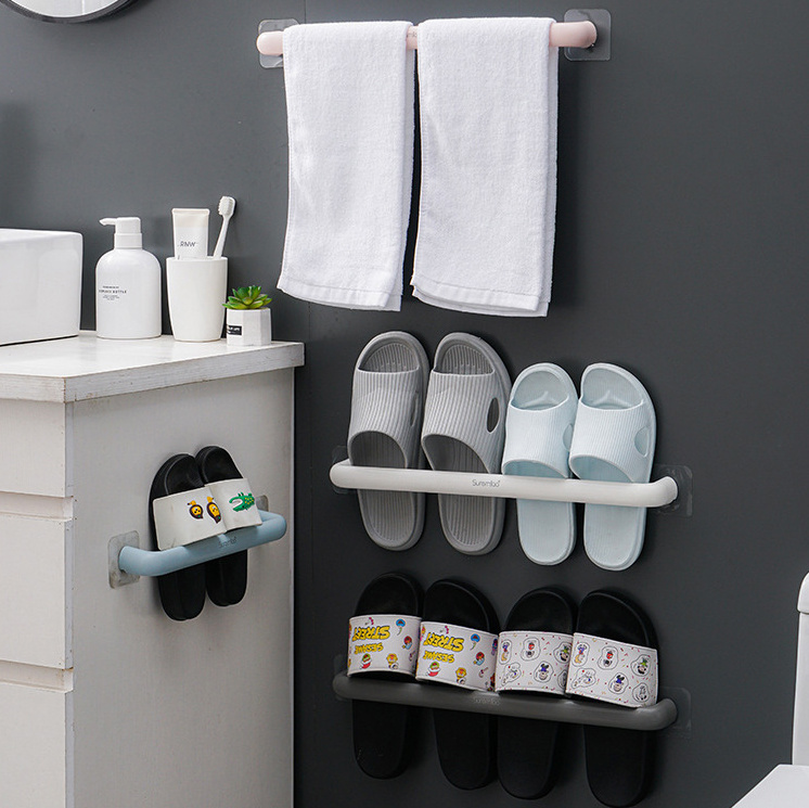 Best selling bathroom Wall Mounted Plastic Holders Shelf Hanging Bathroom Towel Rack Plastic Slippers Hanger