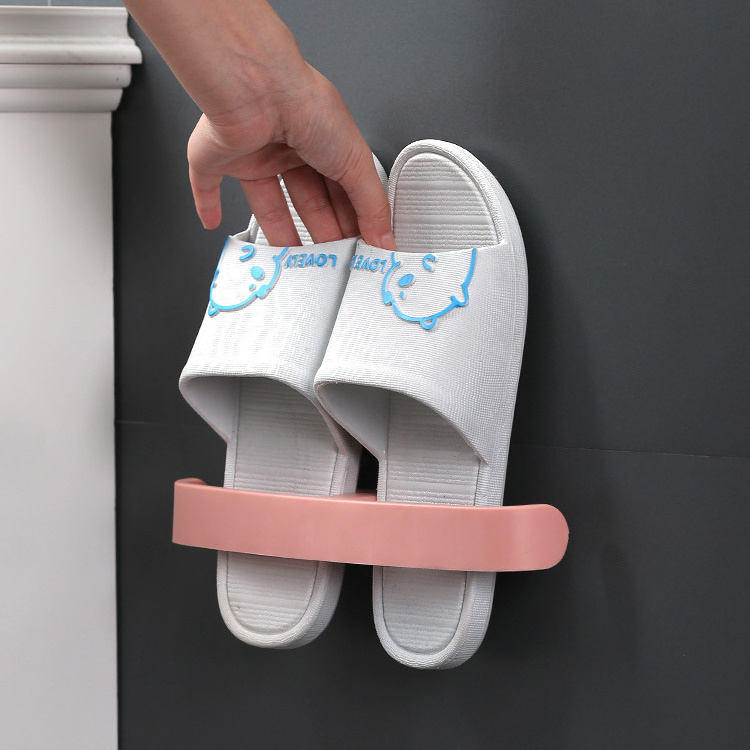 Sesame Cheap Factory Price Wall Mounted Self Adhesive Plastic Slippers Rack Shoes Storage Holder