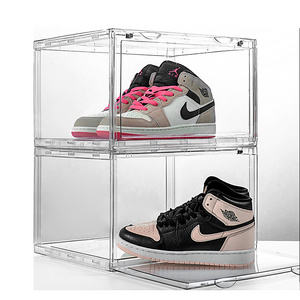 Sesame Transparent Box Plastic Sneaker Boxes Side Open Acrylic Shoe Box Foldable Shoes Organizer