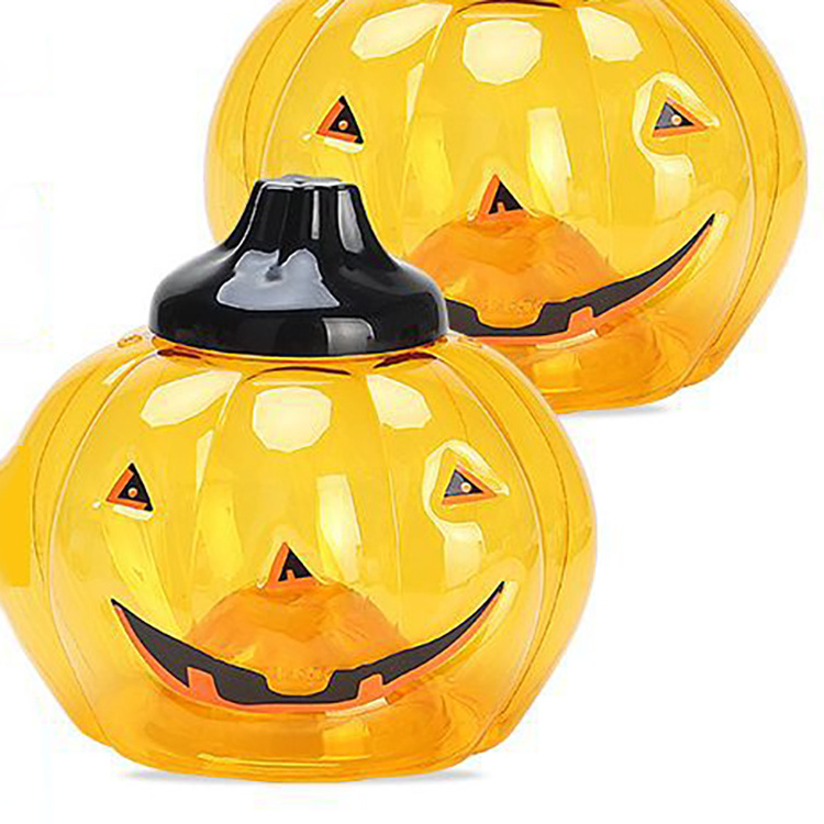 Sesame Halloween Decoration Cartoon Pumpkin Shape Candy Can Plastic Mini Candy Jars With Lids For Halloween