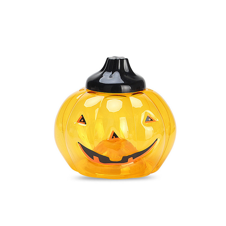 Sesame Halloween Decoration Cartoon Pumpkin Shape Candy Can Plastic Mini Candy Jars With Lids For Halloween