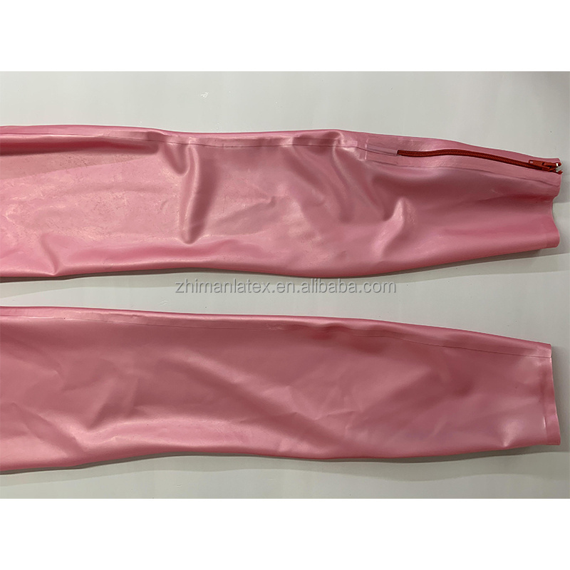 Pink Latex Catsuit Bodysuit Zentai Rubber Unisex Suit Gummi With Zipper Sexy Fetish