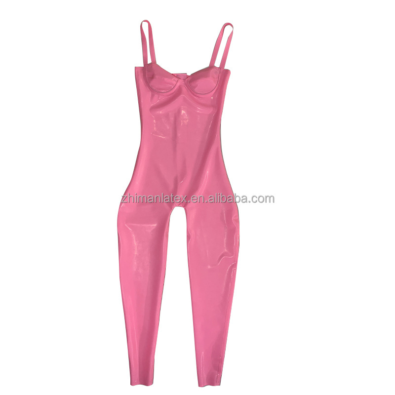 Women Latex Lingerie Bodysuit Rubber Suit Pink Latex OEM ODM