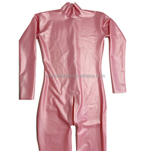 Pink Latex Catsuit Bodysuit Zentai Rubber Unisex Suit Gummi With Zipper Sexy Fetish