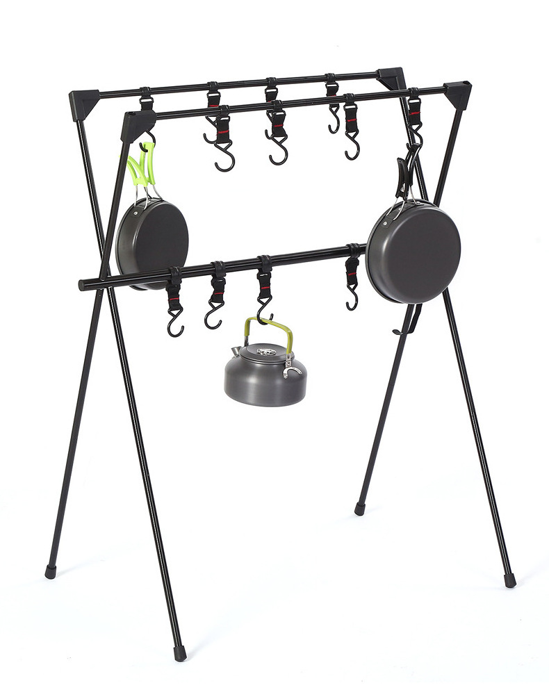 Outdoor camping storage rack picnic camping aluminum pole tripod clothes hanger storage