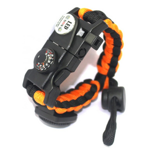 Survival Bracelet Adjustable Gear Kit with SOS LED Light, Fire Starter Compass Bracelet