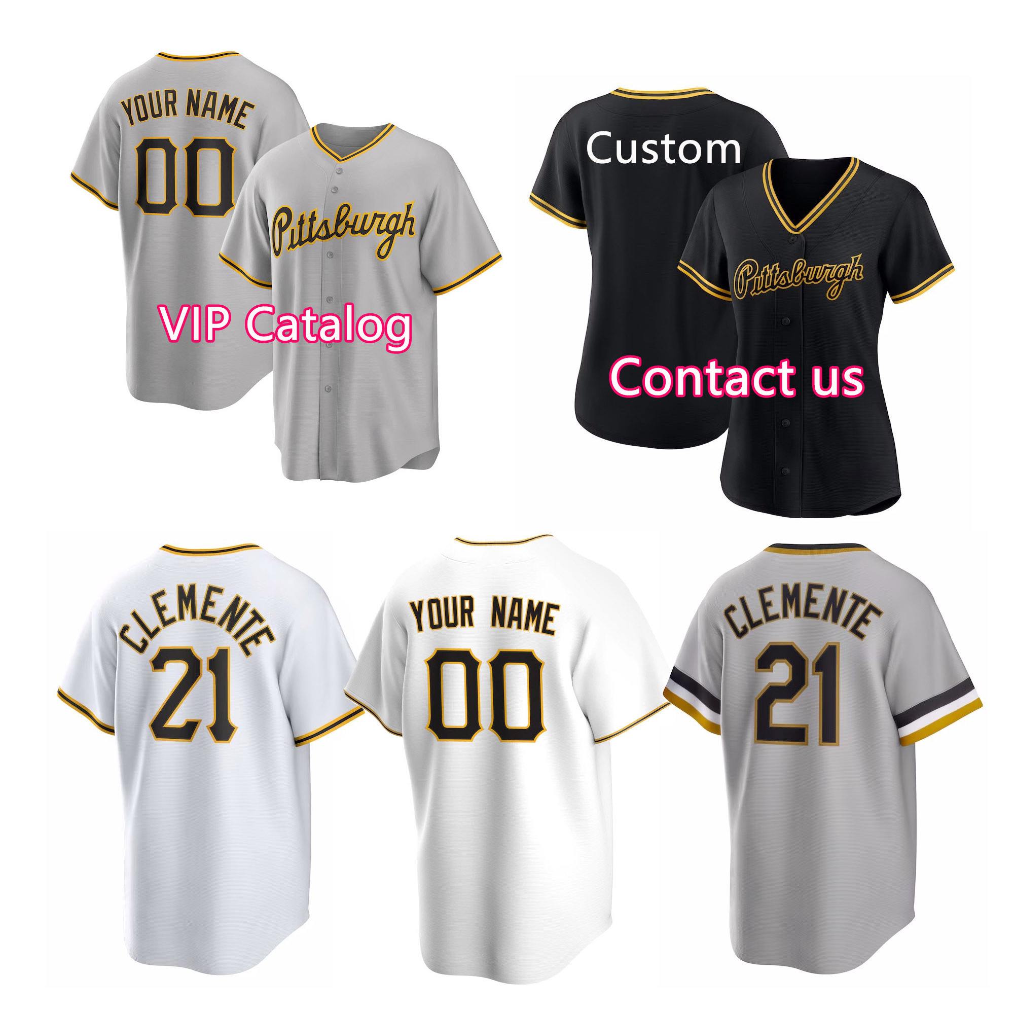 Original 1:1 USA baseball jersey Men's Pittsburgh team Roberto Clemente NK softball Jersey custom baseball shirts