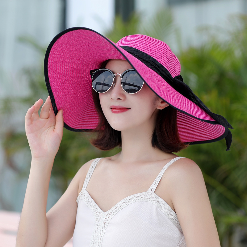 Beach Cap Beach Caps Panama Wide Brim Infant Beach Hats For Women Summer Sun Visor China Straw Hat Ribbon Custom Upf 50