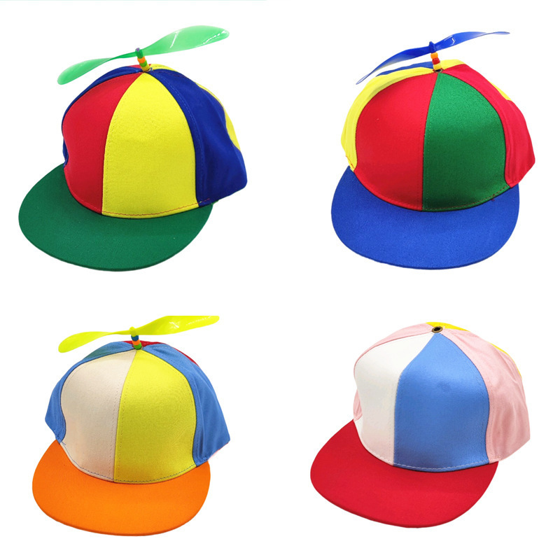 Custom Embroidery Unisex Party Holiday Propeller Hats  Rainbow Top Hat  Children Trend Of The Cap Hat