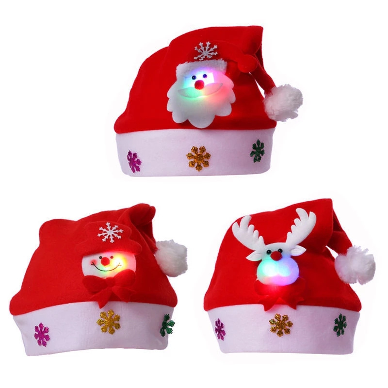 Elk Dancing Merry Christmas Hat For Children Led Light Kids And Adult Christmas Decorative Beanie Hats Santa Claus With light