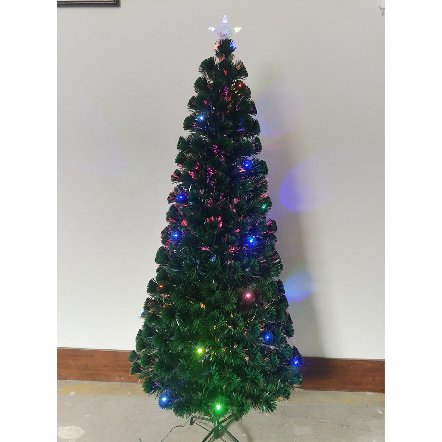 New Green Color Fiber Optic Christmas Tree With Treetop Star