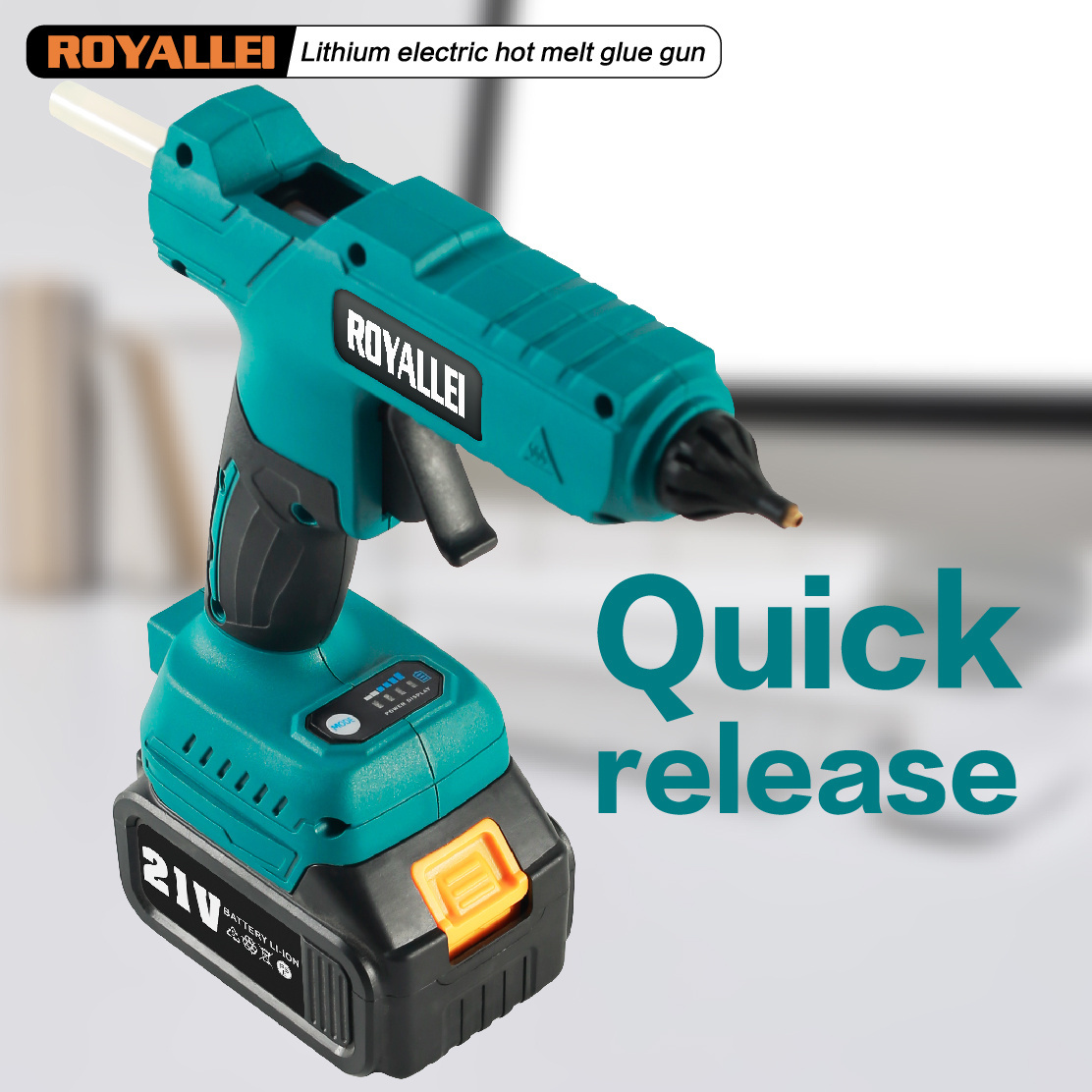 Mini Lightweight 21V Lithium Battery Portable Cordless Glue Gun with Glue Sticks Glue stick and 10in