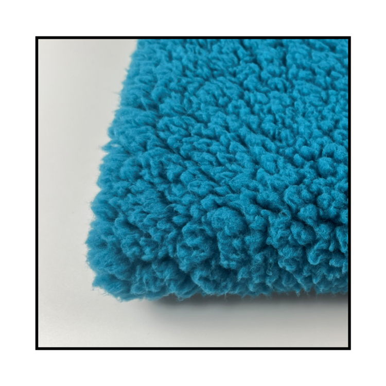 Blue color one side brushed sherpa fleece fabric for blanket