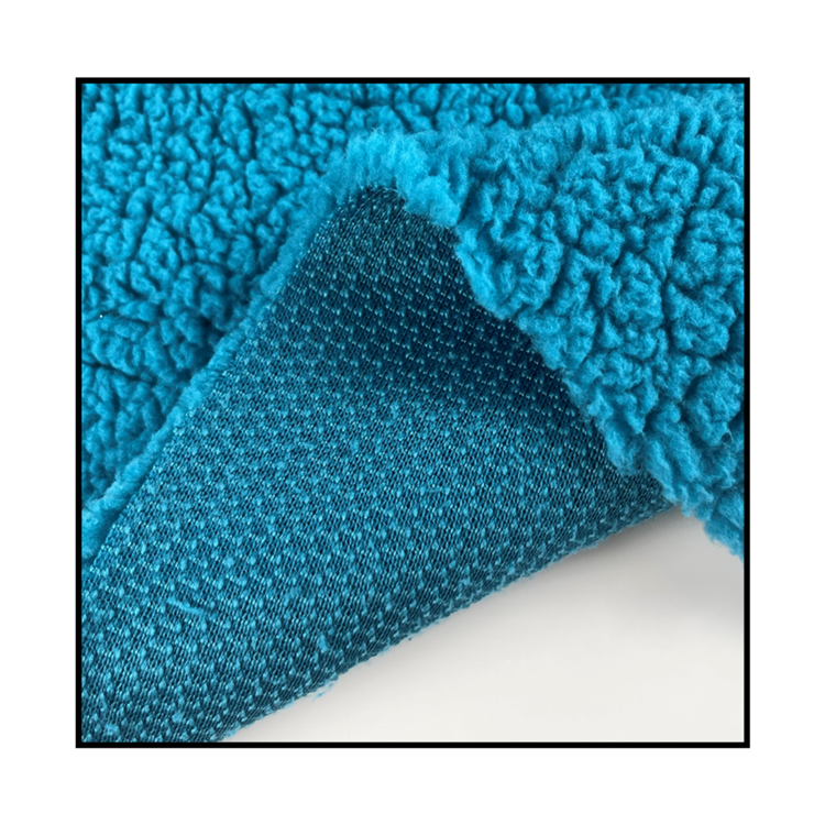 Blue color one side brushed sherpa fleece fabric for blanket