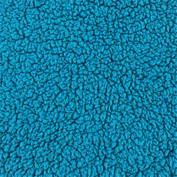 Blue color one side brushed sherpa fleece fabric for blanket