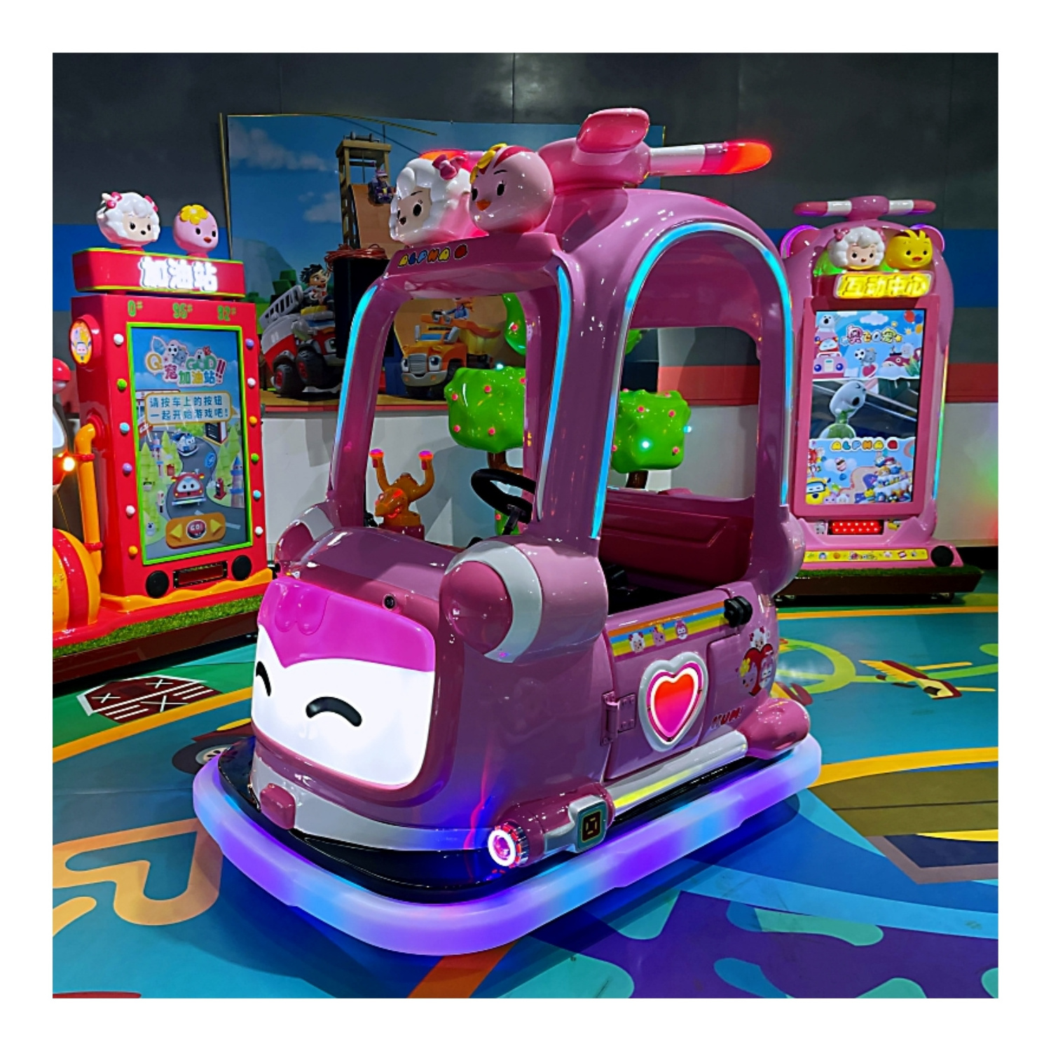 2024 Wholesale Electrical Amusement Park Ride Pink Model Roof Price  Electric Battery Bumper Cars For Indoor Outdoor Playground