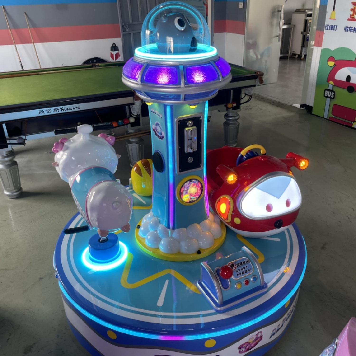 Kids Fun City Game Machine Cars Coin Operated Mini Carousel 2 Seats Kiddie Ride For Children Shopping Mall and Playground