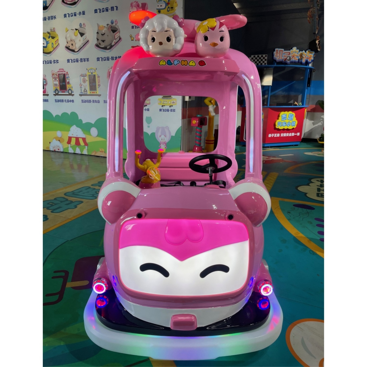 Hot Sales IP Image Outdoor Indoor Playground Children's Riding Bumper Car Parent-Child Plush Battery Car Double Electric Toy Car